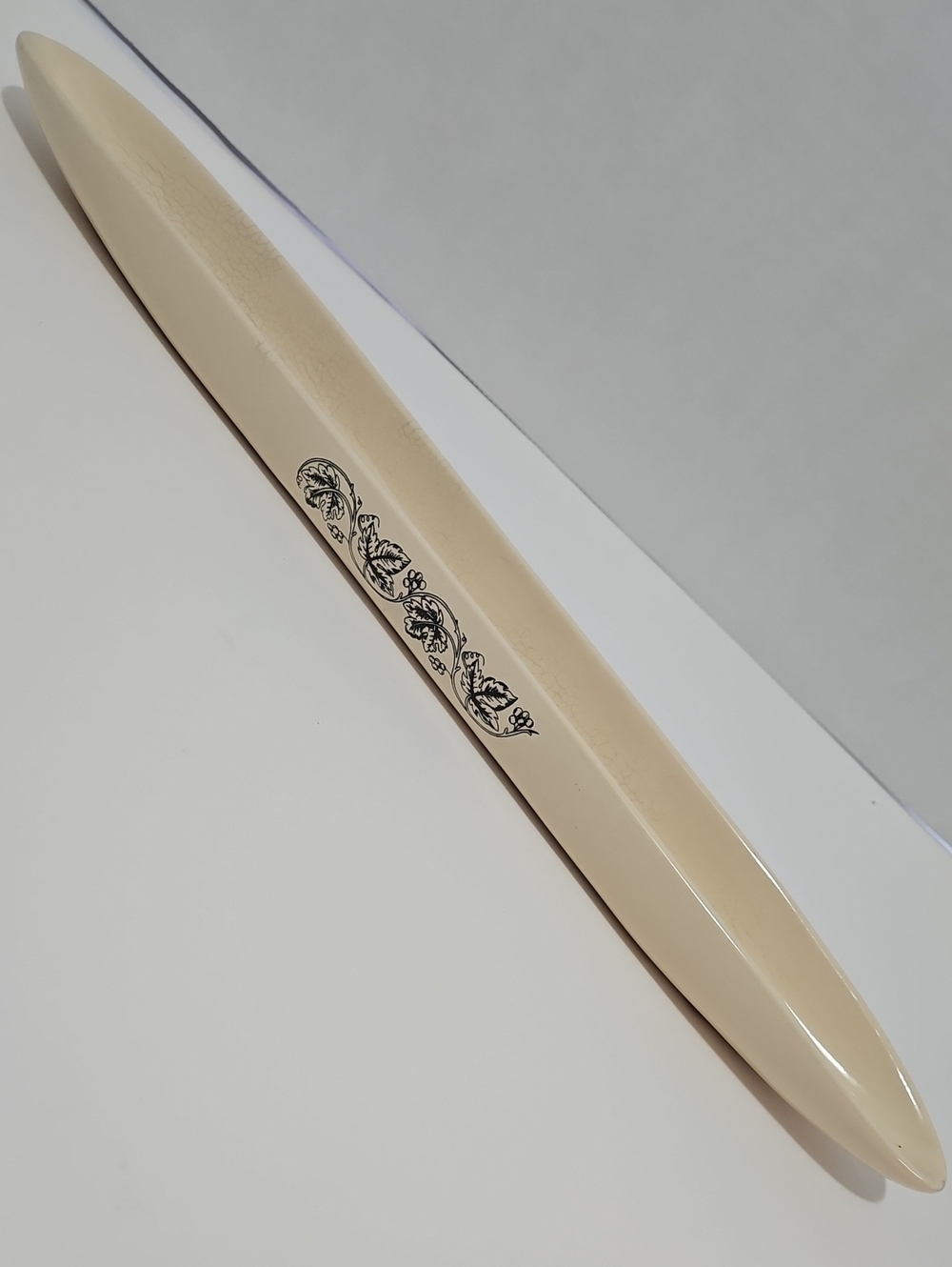 Shonfeld's China Ivory-colored Stoneware Olive Boat or Appetizer Server